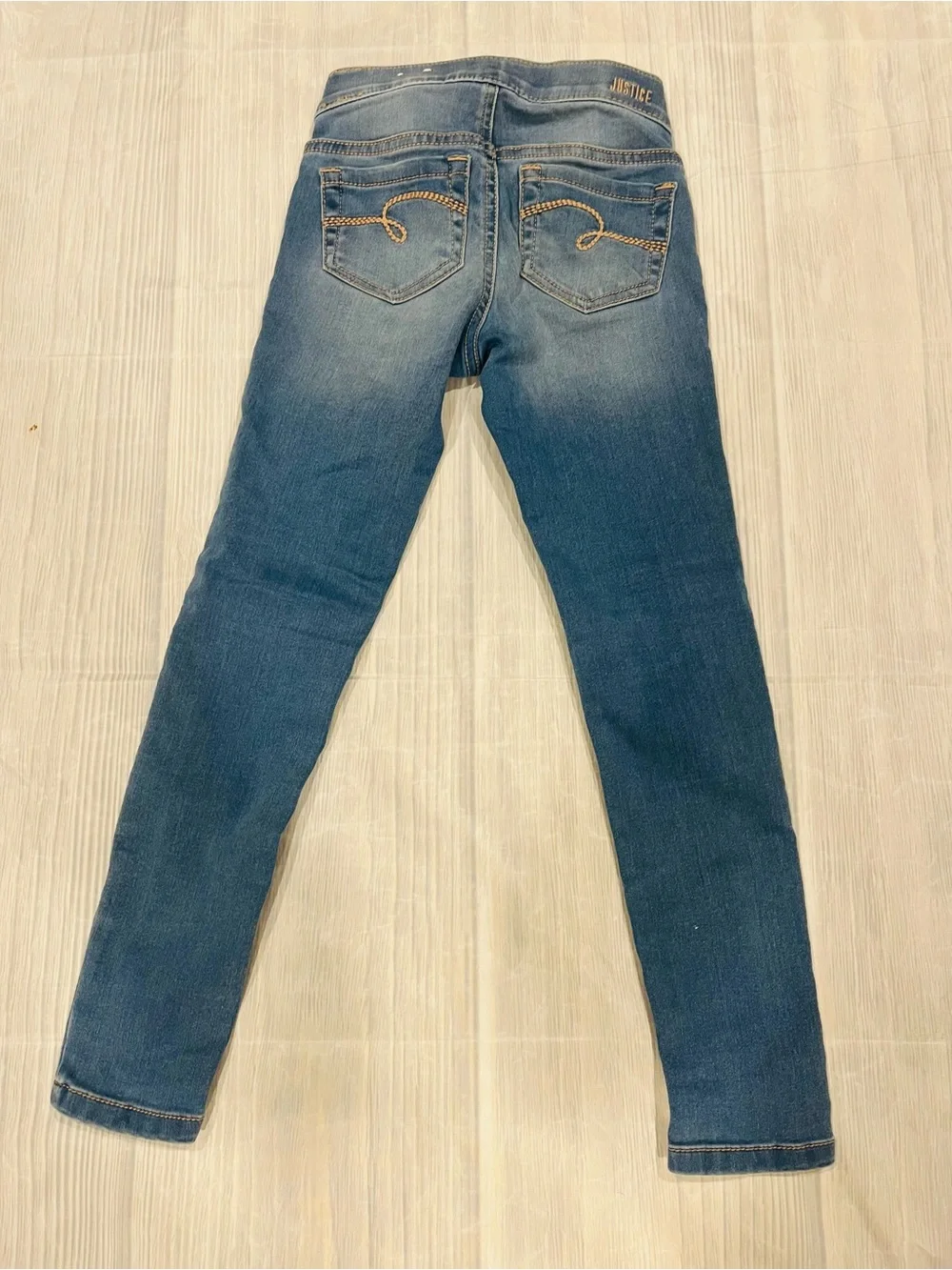 Justice Blue Distressed Skinny Jeans Girls Sz 7